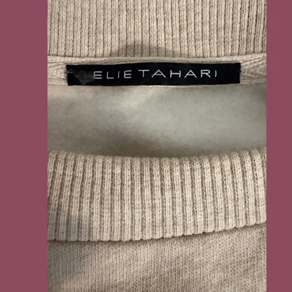 ⭐️ Elie Tahari Chante Knit Sweatshirt with Faux Fur Sleeves - Size Medium - NWOT - Picture 6 of 7